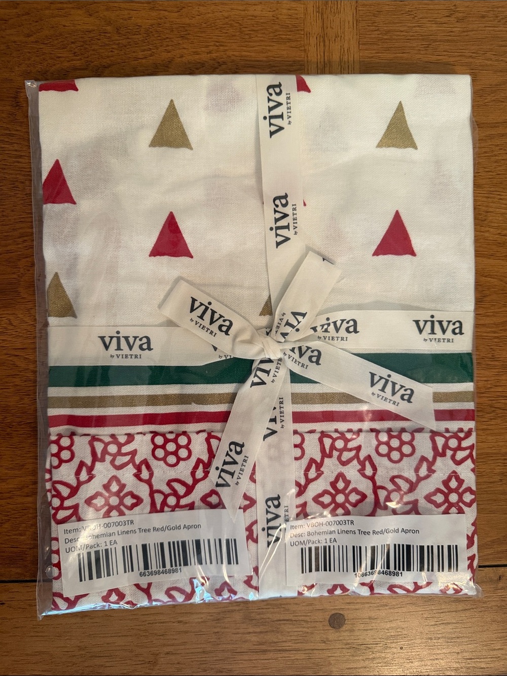 Viva by Vietri Red & Gold Holiday Tree Apron